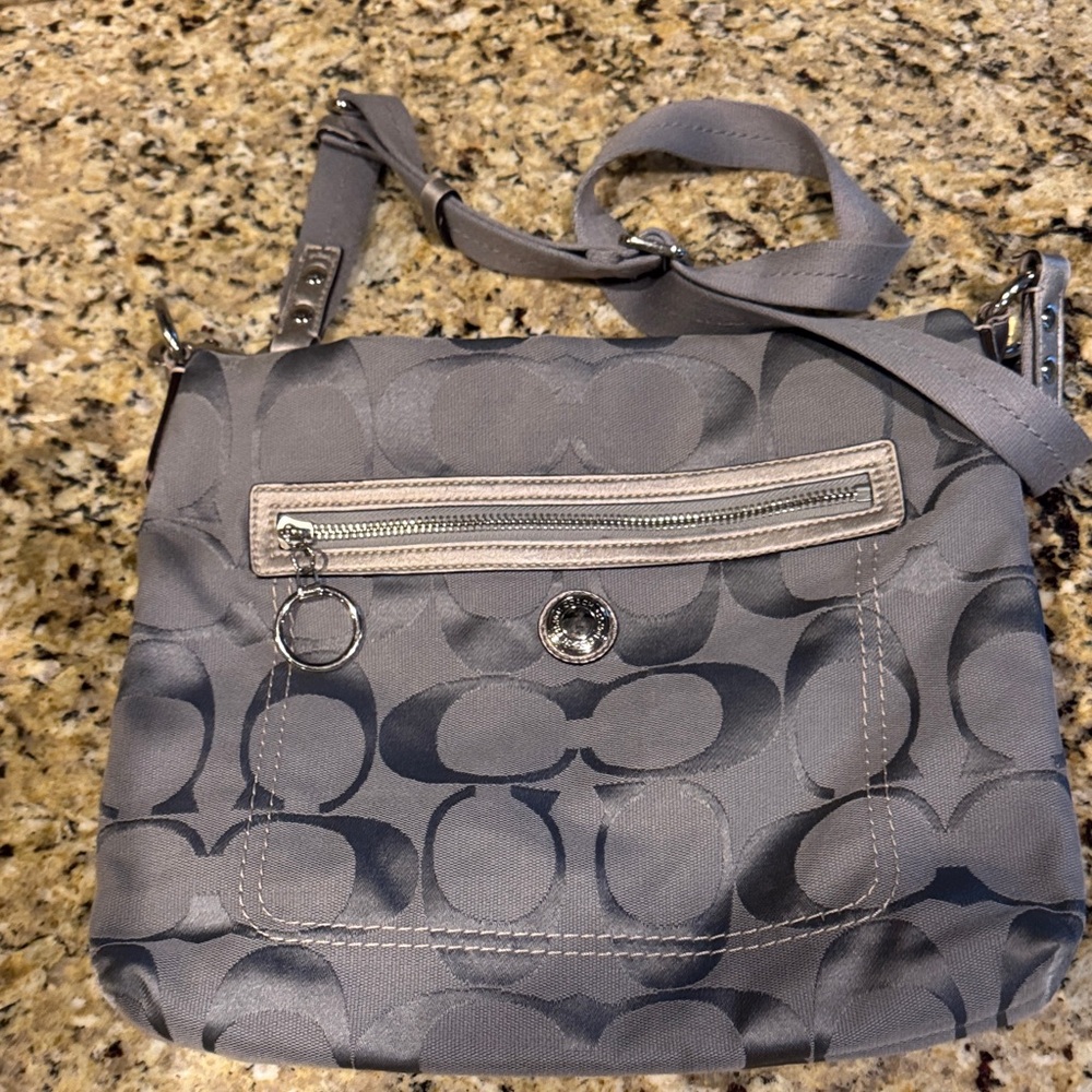 Coach Gray Crossbody Bag with Signature Pattern